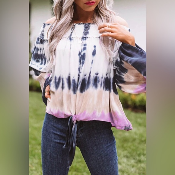 #15 Tie Dye Off Shoulder Top - Picture 3 of 8